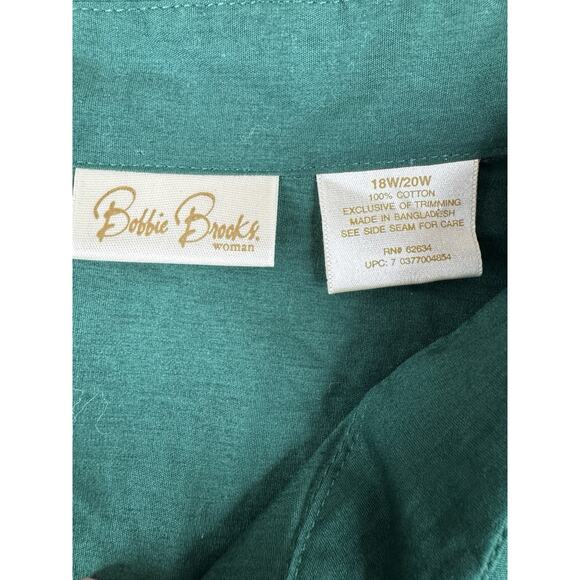 Bobbie Brooks Woman Embroidered Cardinals Button Up Shirt 18W/20W Green Birds - Picture 3 of 10